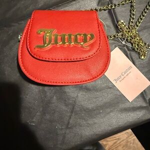 Juicy Couture Bold Red Mini Bag with Gold Chain